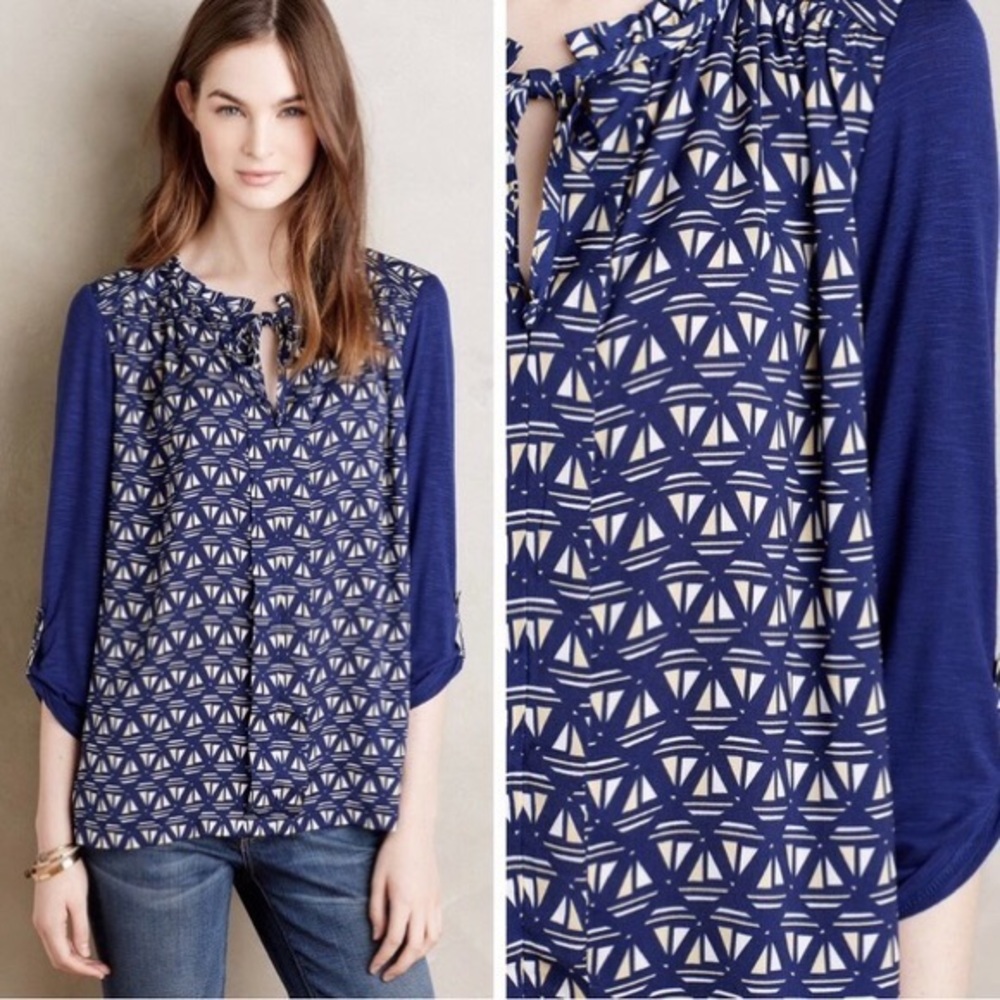 Anthropologie Meadow Rue Evella Sailboat Blouse